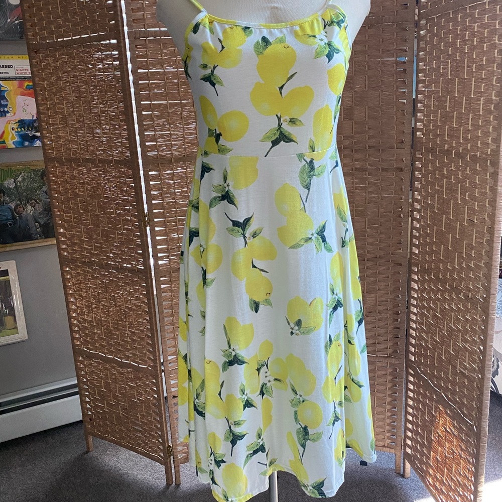 Lemon print midi dress